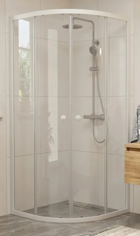 WellMall POINT WHITE 90x90 Clear Čtvrtkruhová sprchová zástěna 8595703855238