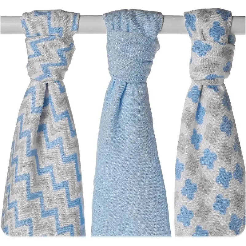 Bambusové pleny XKKO BMB 70x70 - Scandinavian Baby Blue MIX 3ks