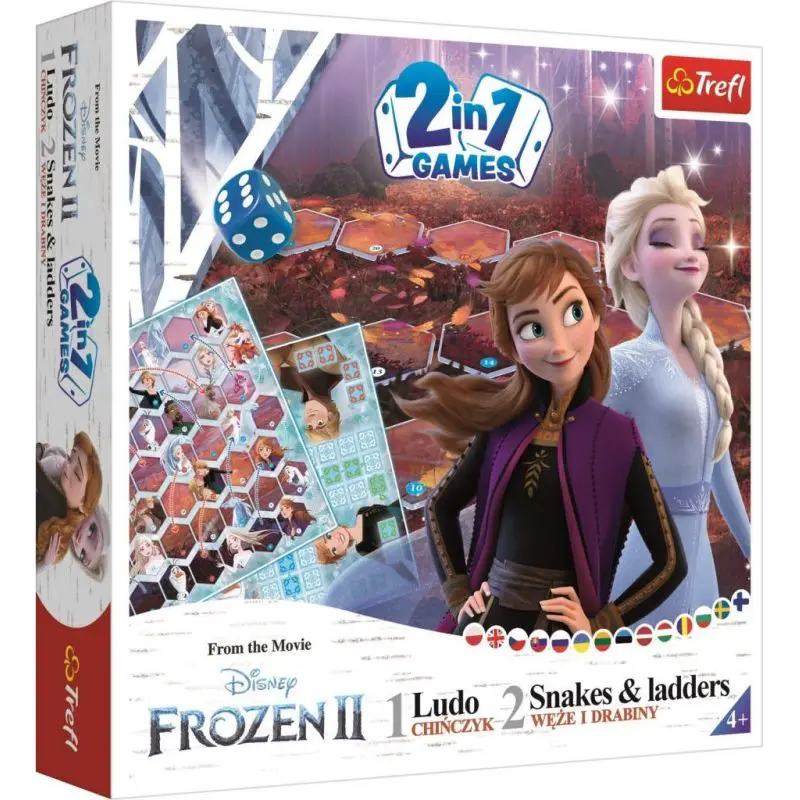 Trefl Soubor her 2v1 Člověče, nezlob se, Hadi a žebříky Frozen II/Ledové království II v krabici 24x24x5,5