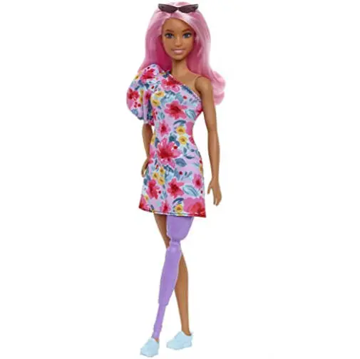 Barbie Modelka-květinové šaty na jedno rameno