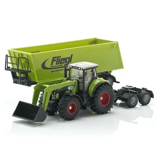 SIKU Farmer - Traktor s předním nakladačem a přívěsem 1:50