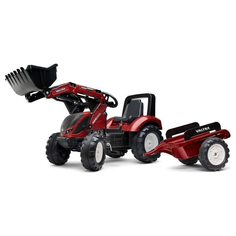 FALK Šlapací traktor 4000AM VALTRA S4 s predným nakladačem a přívěsem