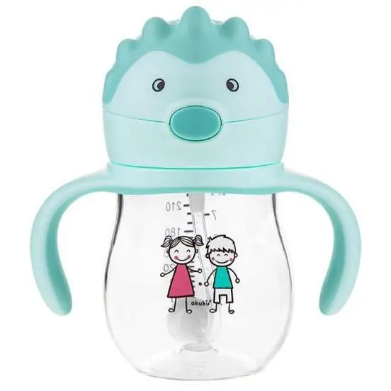 Akuku Dětský netekoucí hrníček s brčkem a závažím 250 ml mint