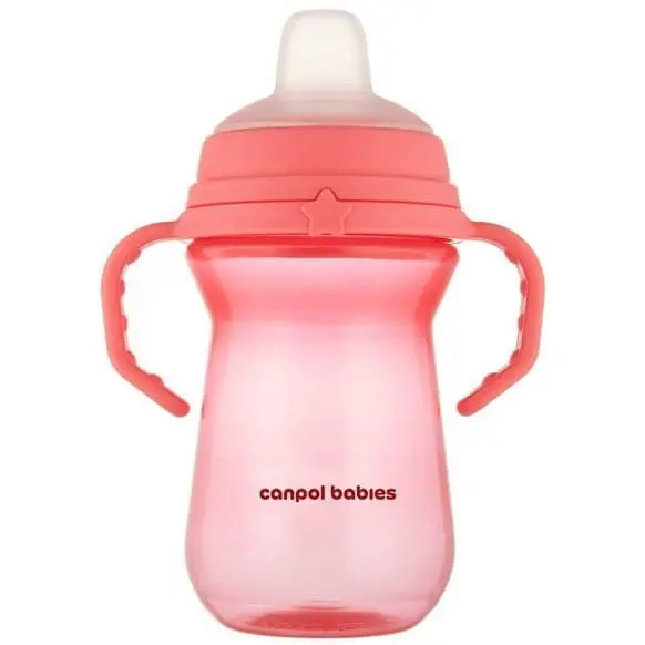 Canpol babies Hrneček se silikonovým pítkem FirstCup 250ml růžový