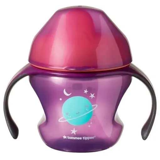 Tommee Tippee Dětský netekoucí hrníček s pítkem a oušky 150 ml fialový Tomme Tippee