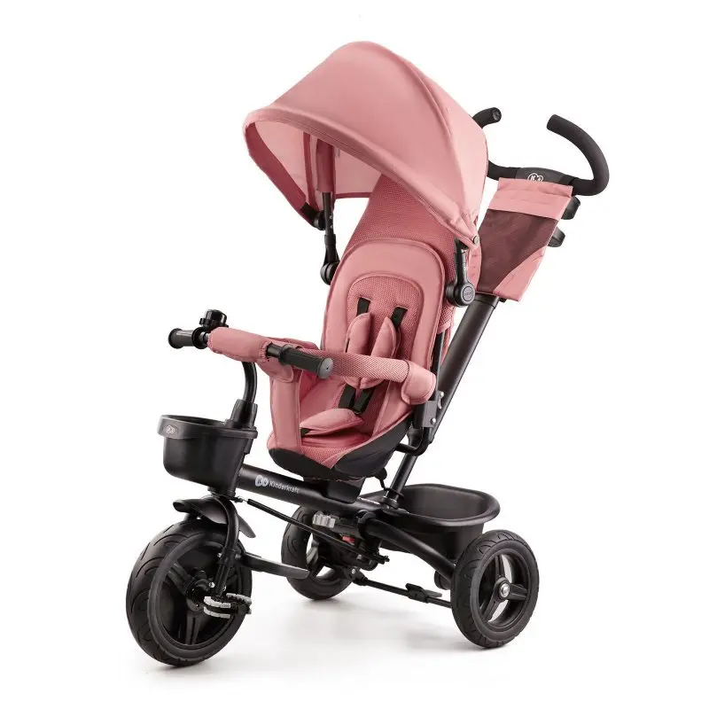 Kinderkraft Tříkolka Aveo Malachite Rose Pink s vodicí tyčí