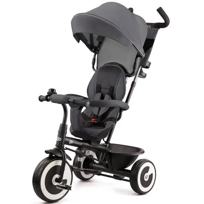 Kinderkraft Tříkolka ASTON MALACHITE GRY s vodicí tyčí