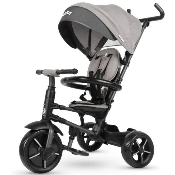 Milly Mally Qplay Tříkolka Rito Deluxe Rubber s vodiví tyčí Grey