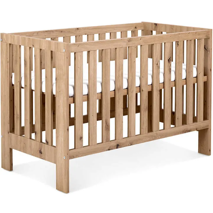 Klupš Dětská postýlka Klups Amelia II dub 120x60 cm | Kvalitní dřevěná postýlka v přírodním dekoru