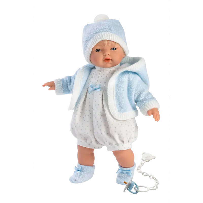Llorens 331r roberto - realistická panenka se zvuky a měkkým látkovým tělem - 33 cm