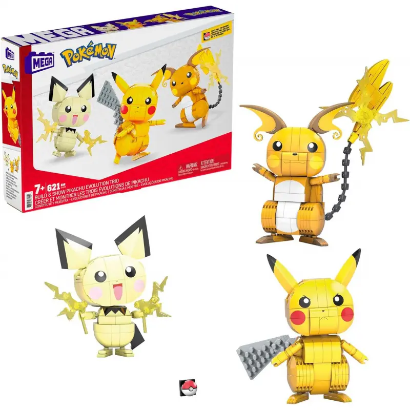 MEGA CONSTRUX POSTAV A VYSTAV SI PIKACHU A JEHO VÝVOJOVÉ TRIO