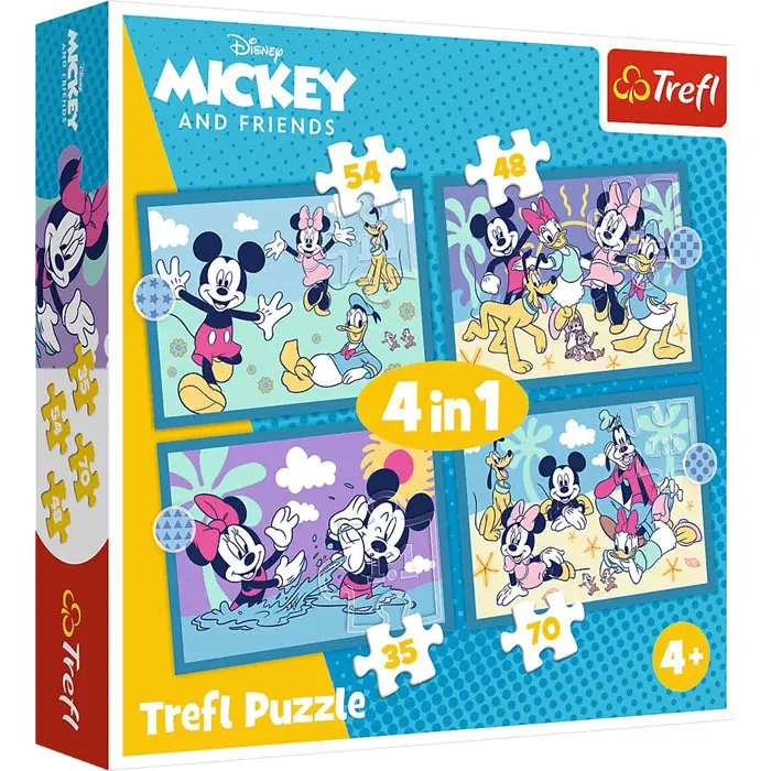 Trefl Puzzle 4v1 zábavné události Myška Mickey 34669
