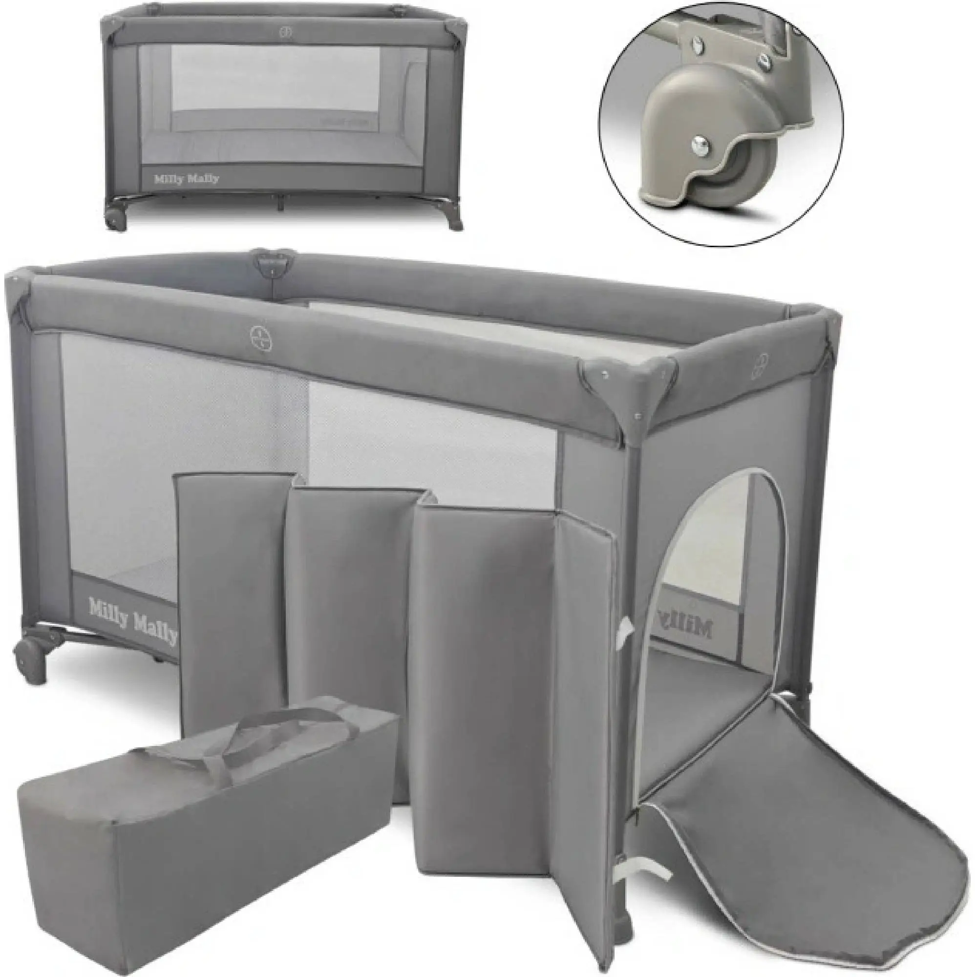Milly Mally Cestovní postýlka Mirage Deluxe Grey