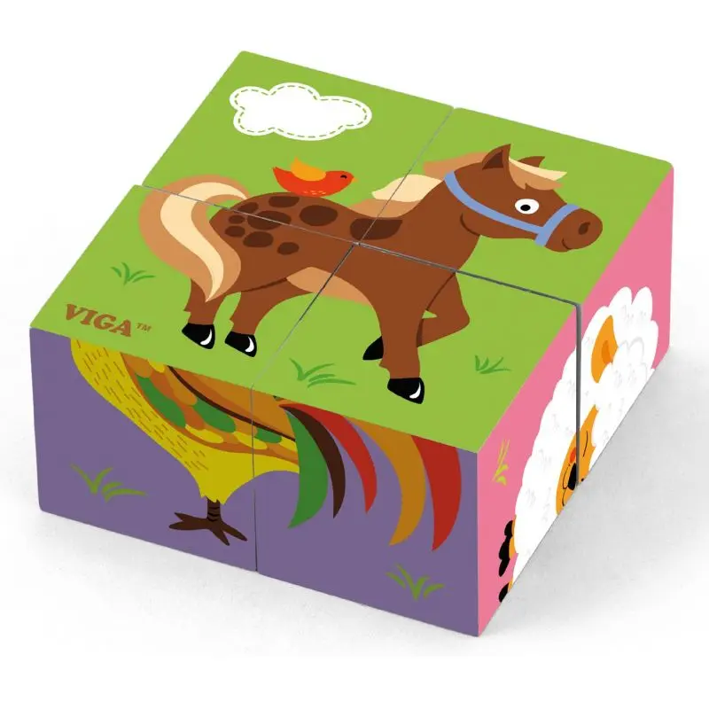 Puzzle kostky Viga 50835 farma