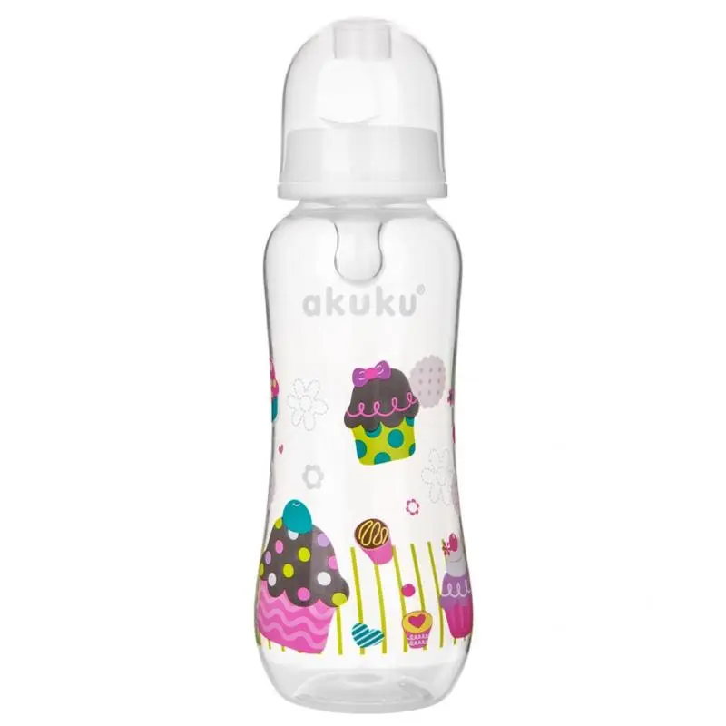 Akuku Kojenecká láhev s obrázkem 250 ml bílá