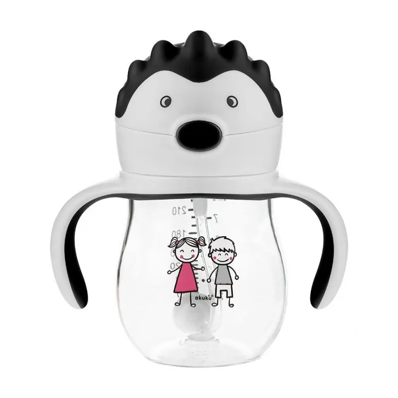 Akuku Dětský netekoucí hrníček s brčkem a závažím 250 ml grey