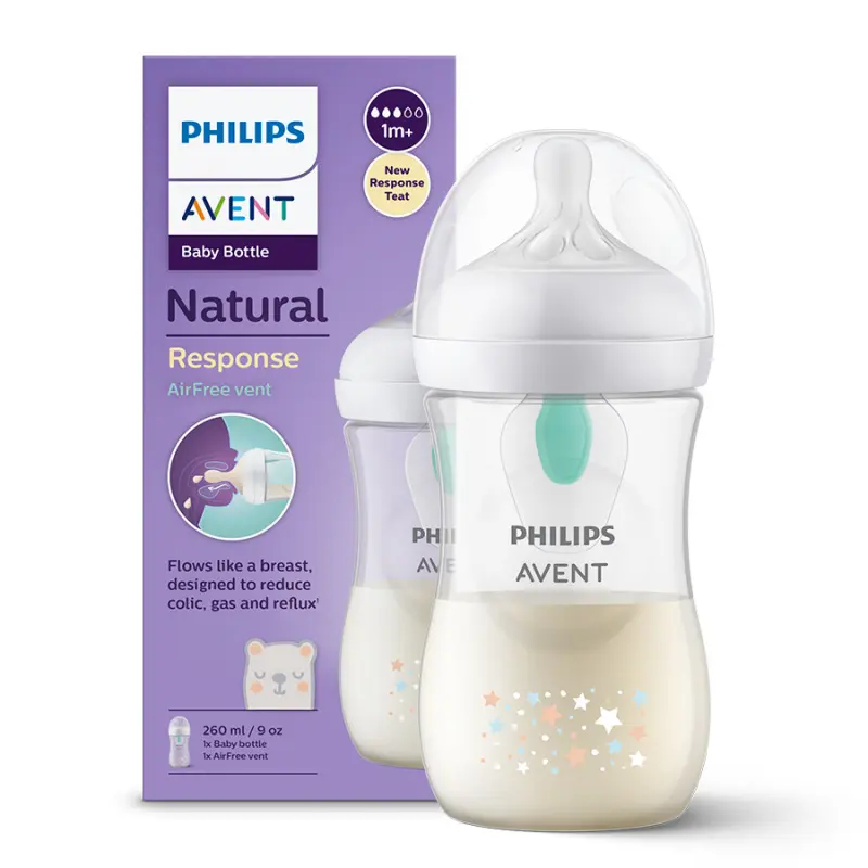 Avent Láhev Natural Response 260 ml s ventilem AirFree, 0m+, medvěd