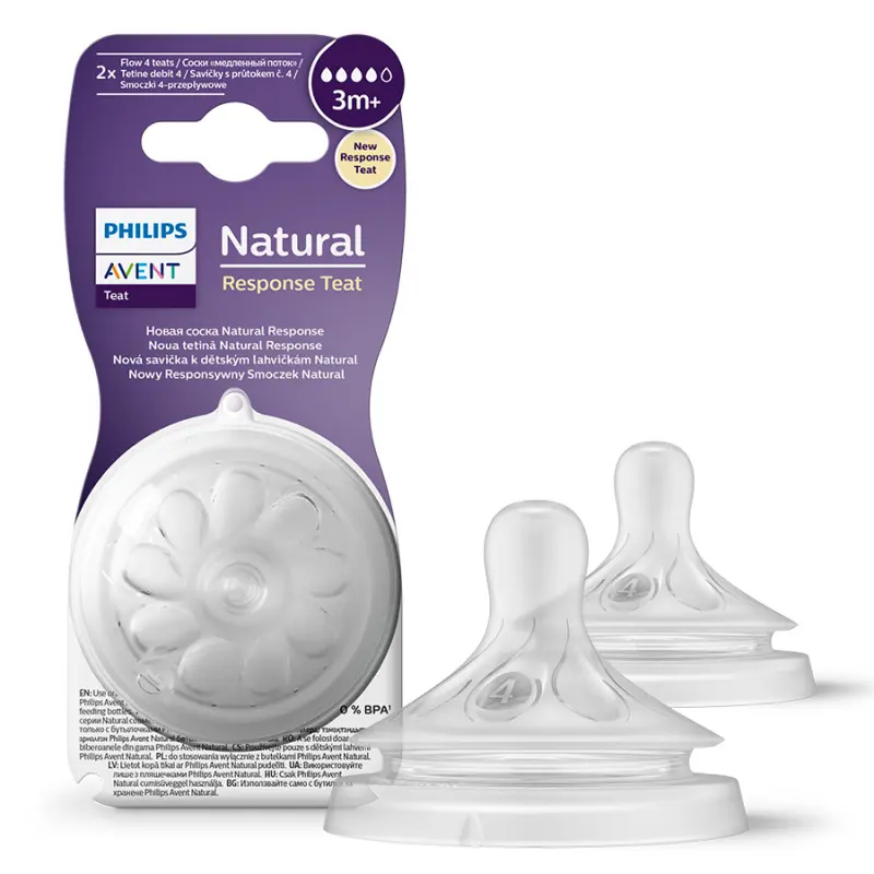 Avent Philips Savička Natural Response 4 střední průtok 3m+, 2 ks
