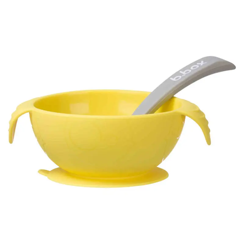 B.box Silikonová miska s přísavkou a lžičkou Lemon Sherbet