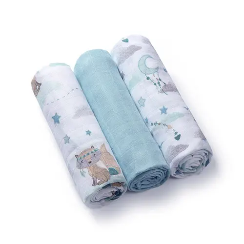 BABYONO Pleny bambusové 3 ks Blue, 70x70 cm - BABYONO Pleny bambusové 3 ks Blue, 70x70 cm