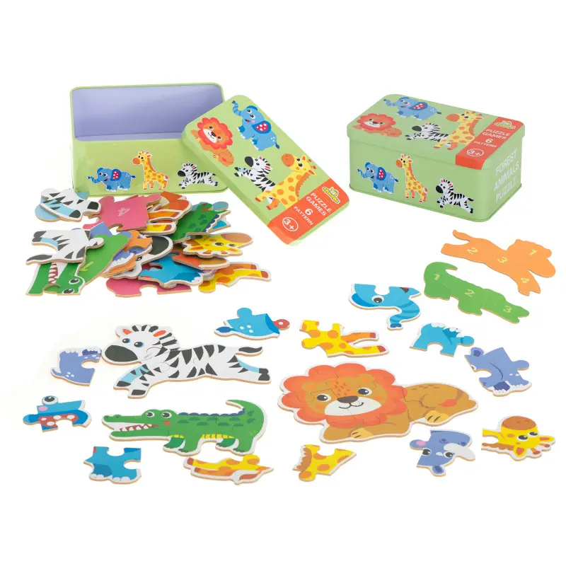 Puzzle v plechovce safari zvířata 25 ks