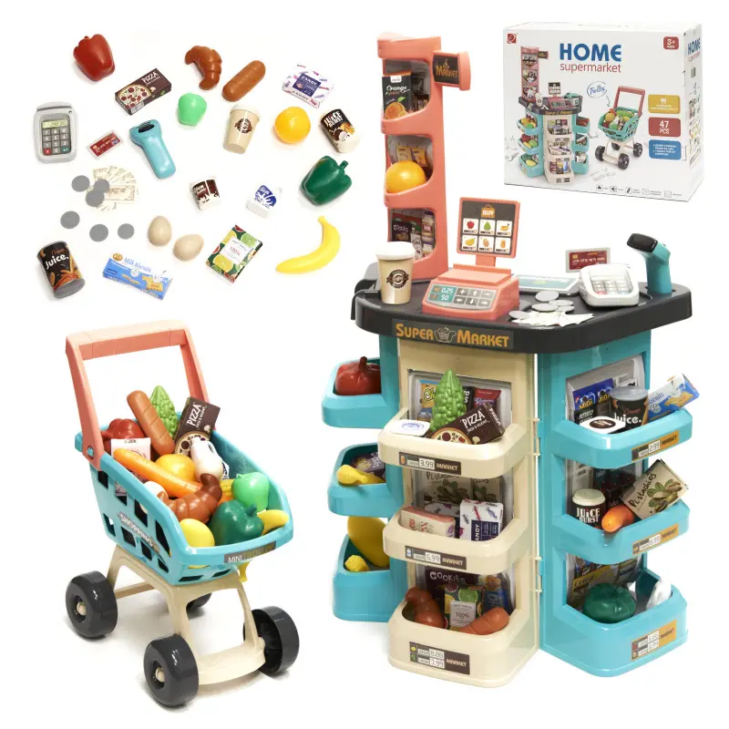 Pokladna v supermarketu + vozík 47 ks