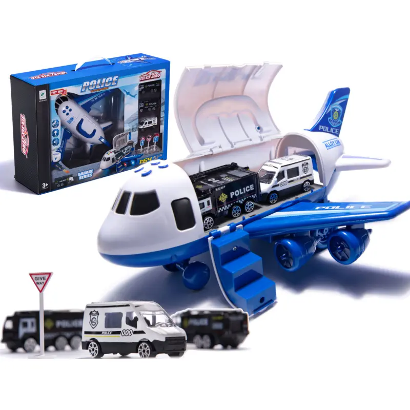 Letadlo Transporter + 3 policejní vozy