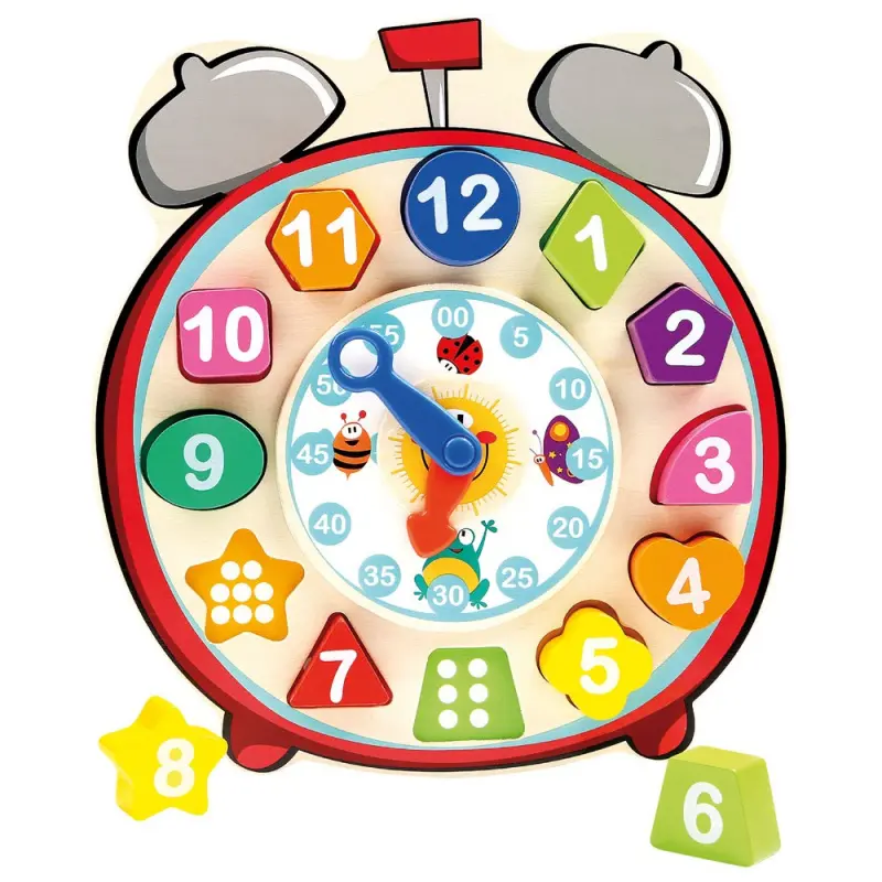 Puzzle hodiny - Vkládací dřevěný budík (Bino)