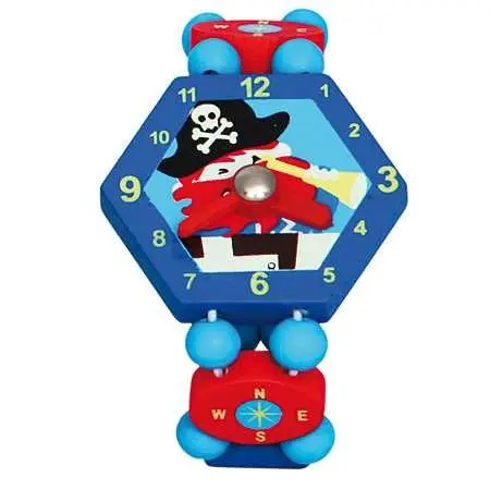Dřevěné hračky - Dřevěné hodinky pirát - modré