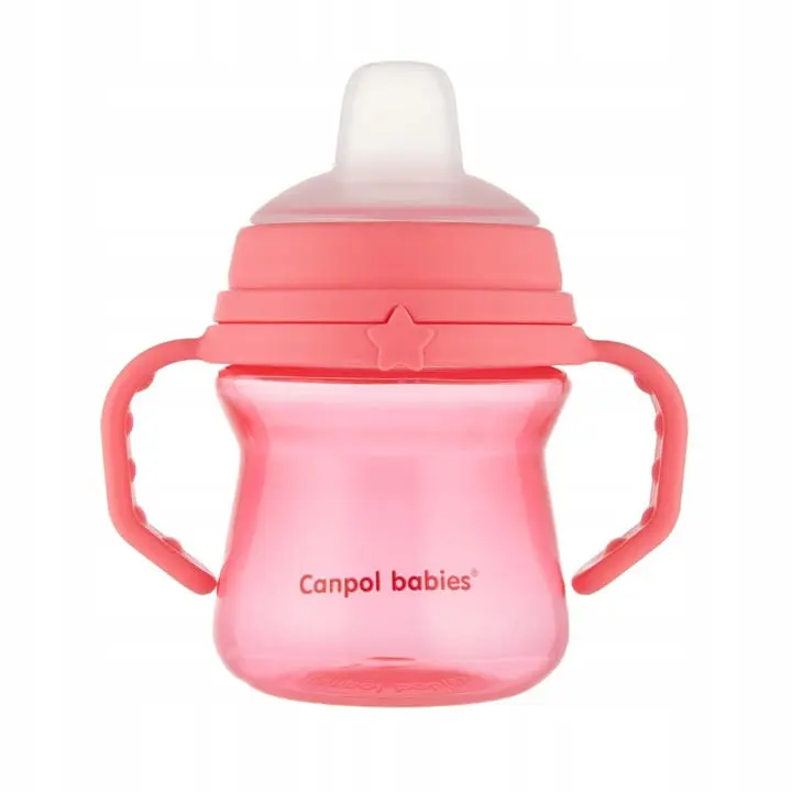 Canpol Babies Hrneček se silikonovým pítkem FirstCup 150ml růžový