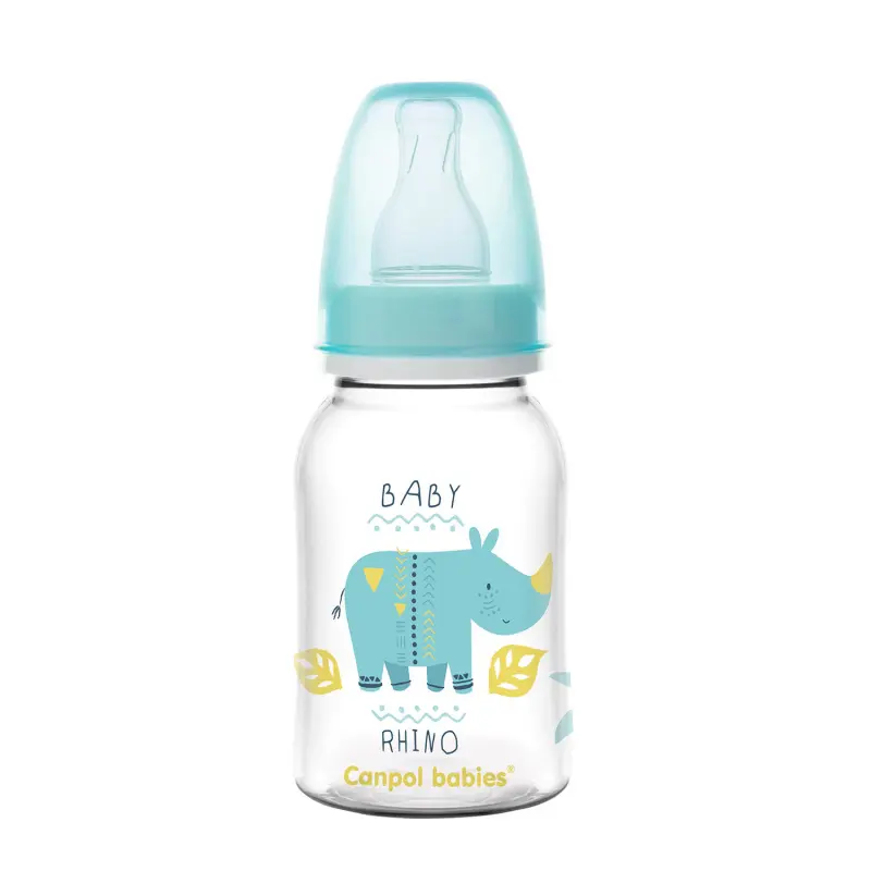 Canpol Babies Kojenecká láhev úzká 120 ml AFRICA tyrkysová