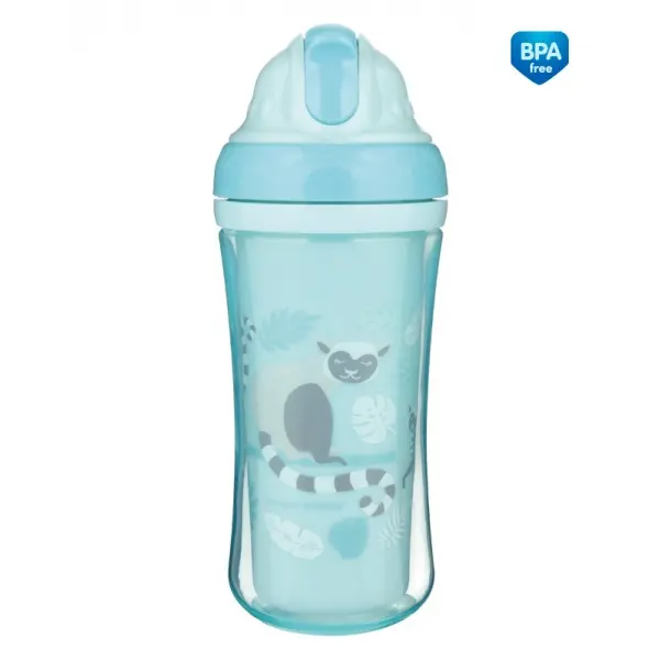 Canpol Babies Sportovní láhev se silikonovou slámkou JUNGLE 260ml modrá