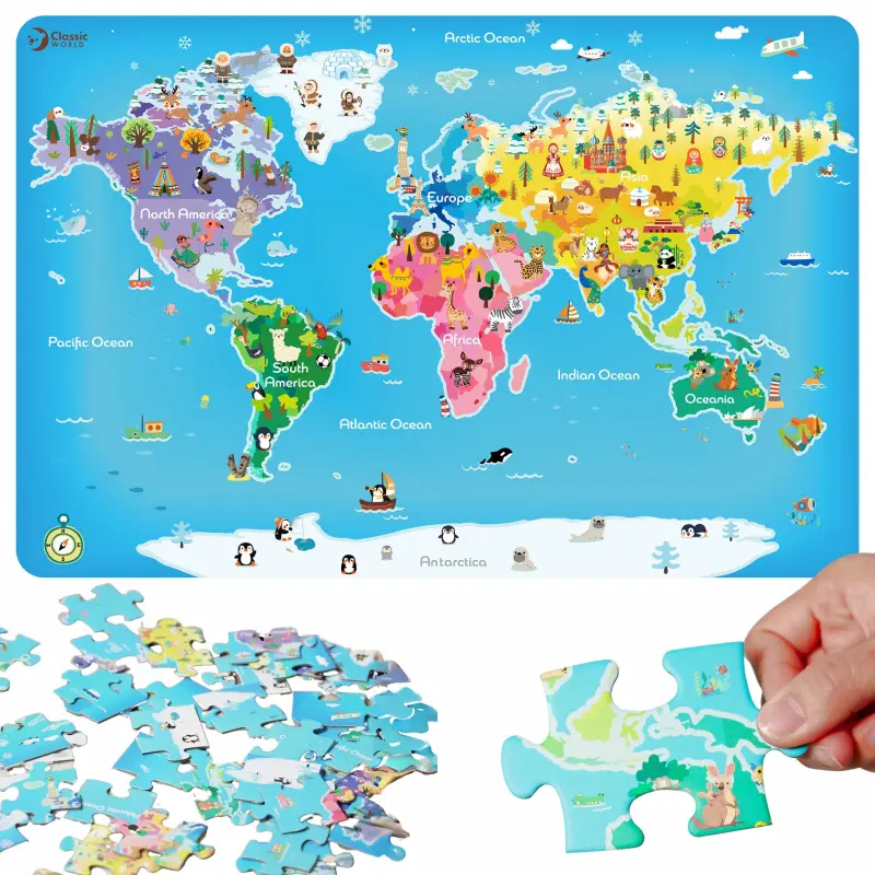 Classic world puzzle mapa světa