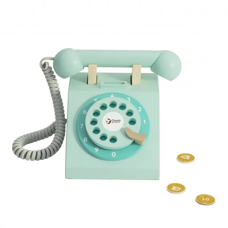 Classic world Klasický dřevěný dětský telefon