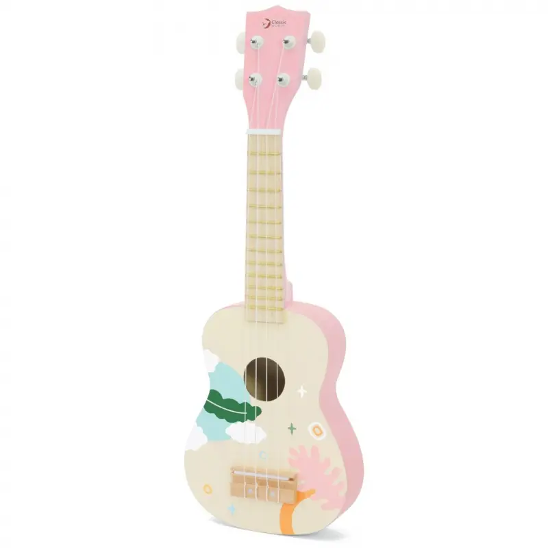 Classic world Dřevěné ukulele kytara pro děti růžové