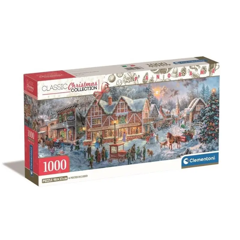Clementoni Puzzle 1000 panorama Christmas s plakátem