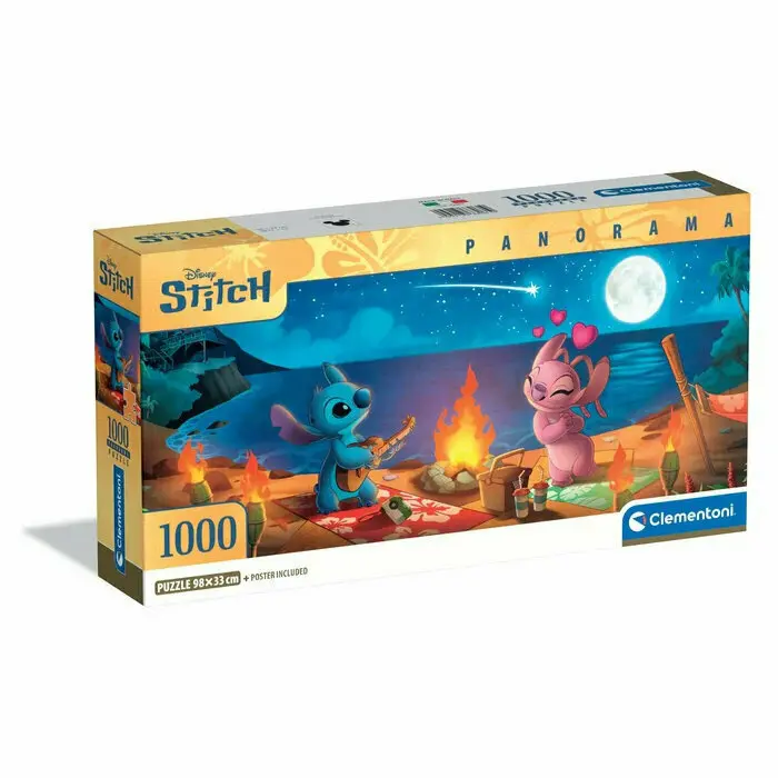 Clementoni puzzle 1000el panorama Stitch i Lilo na pláži u ohně 37061