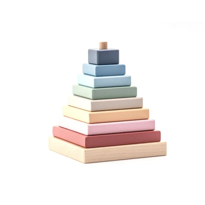 Cubika pastel barevná pyramida dřevěná skládačka 9 dílů