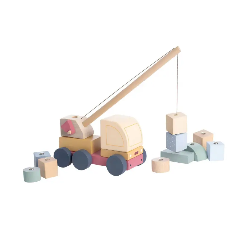 CUBIKA Pastel 15917 Autojeřáb s magnetem - dřevěná skládačka 14 dílů