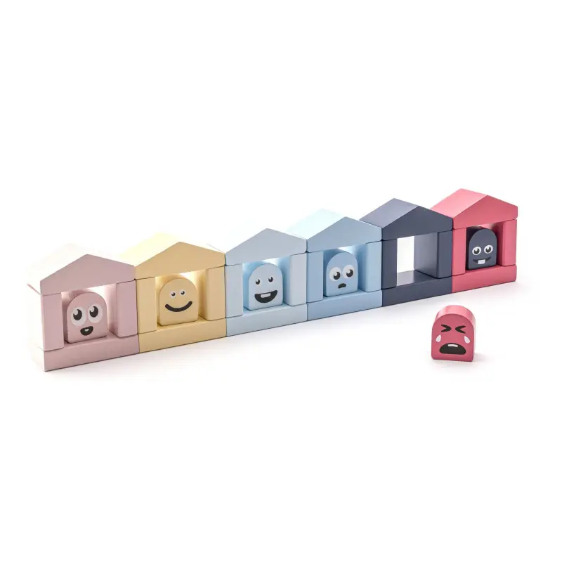 Cubika pastel barevné domečky dřevěná stavebnice 30 dílů