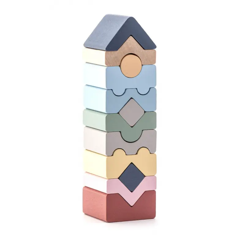 Cubika pastel věž xi dřevěná skládačka 12 dílů