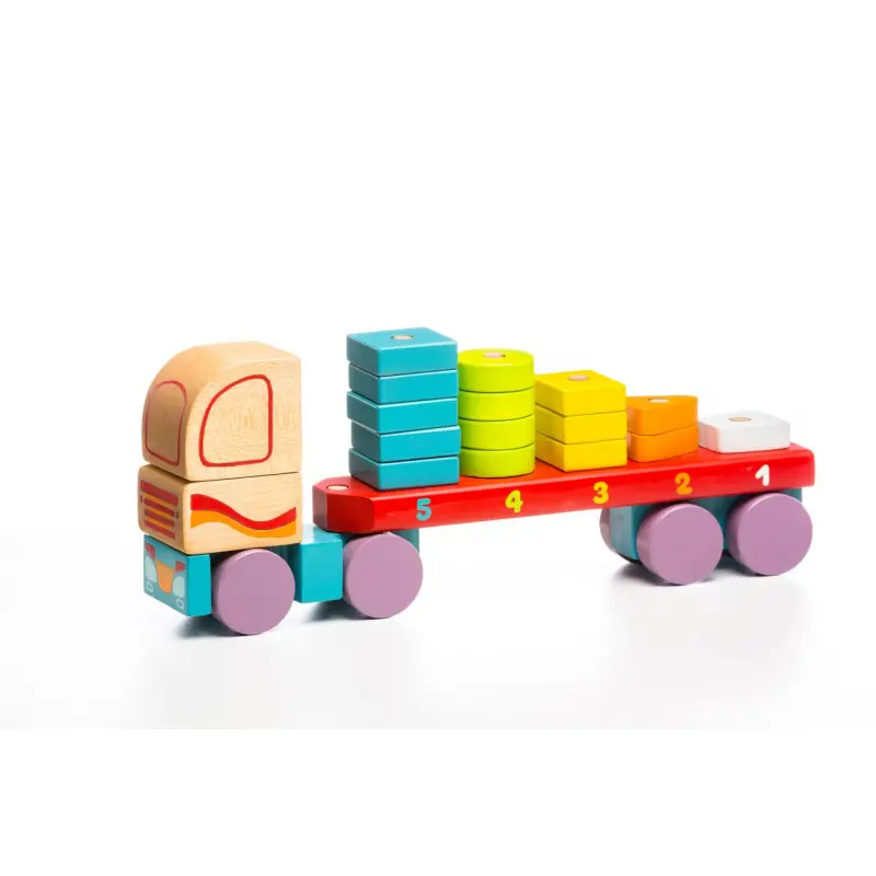 Cubika 13425 Kamion s geometrickými tvary - dřevěná skládačka 19 dílů