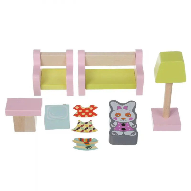 Cubika 15030 Obývací pokoj - dřevěný nábytek pro panenky
