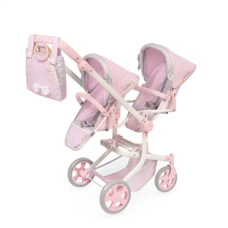 DeCuevas 90875 Skládací kočárek pro dvojčata panenky s taškou Sophie 2025 - 91 cm
