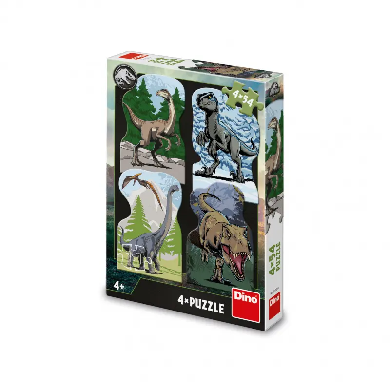 Puzzle jurský svět 4x54 dílků