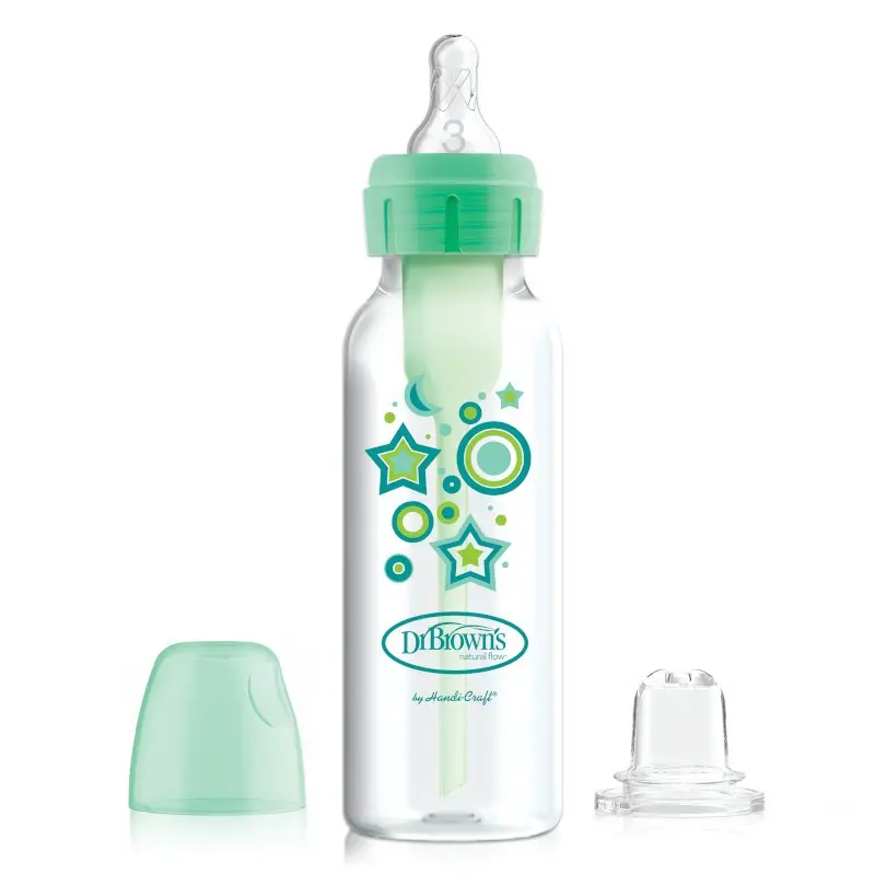 Dr. Brown´s Dr.Browns 250ml kojenecká lahvička se zdobením, dudlíkem 6+ zelená