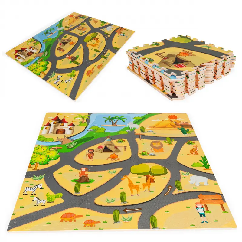 ECOTOYS Pěnová podložka Puzzle safari 93x93 cm barevná