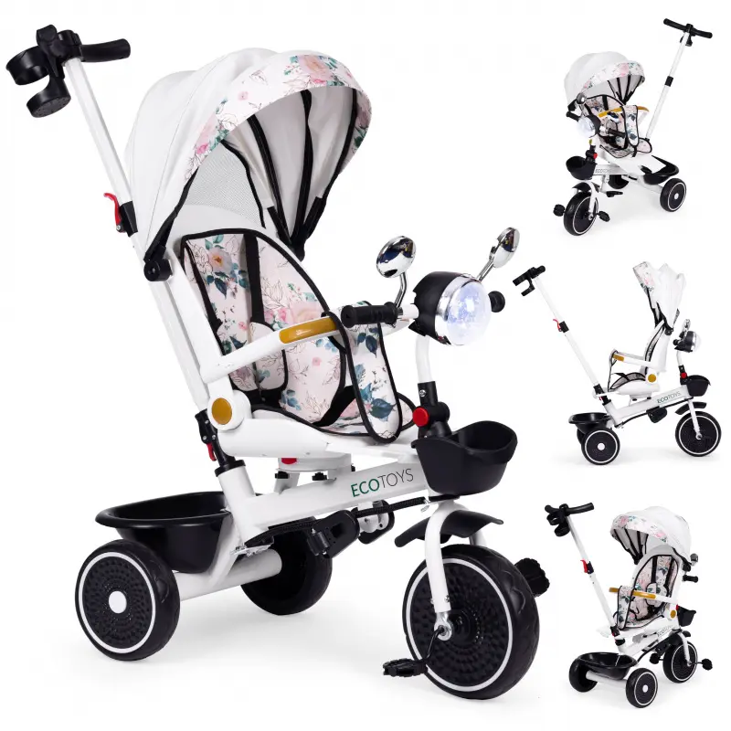 Dětská tříkolka - kočárek Ecotoys HEAVEN 3v1 bílá/černá