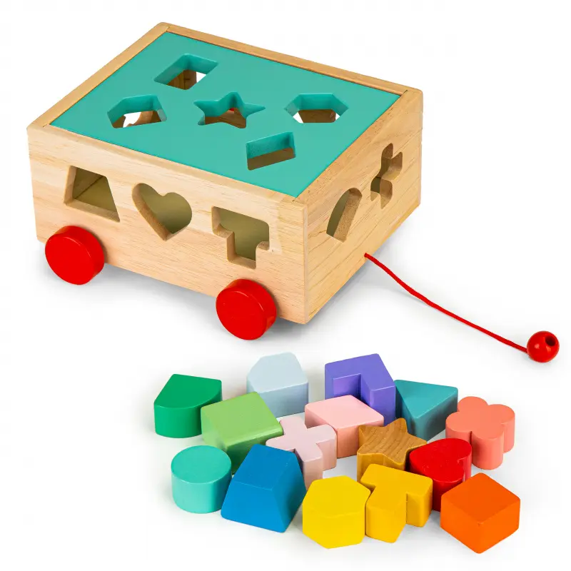 Dřevěný vozík sorter s kostkami
