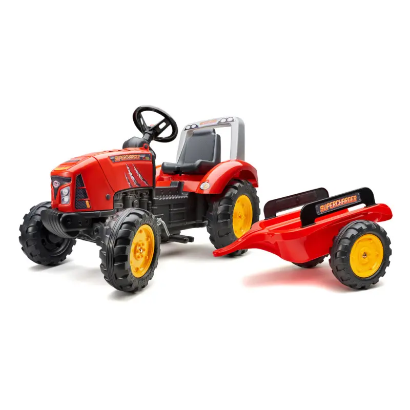 Falk Traktor šlapací Supercharger červený s vlečkou